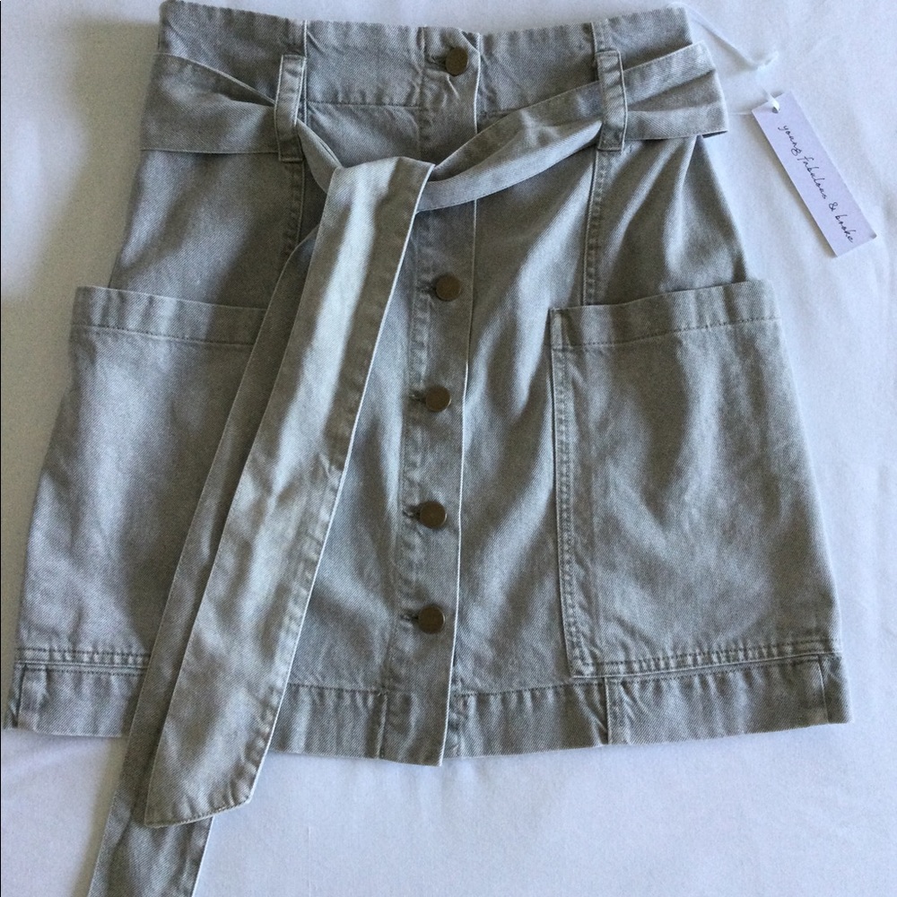 NWT Young Fabulous & Broke Kace Denim High Waist Paper Bag Skirt Sz S $110 - Picture 5 of 11